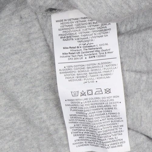 Nike Women Grey 3XL Long Sleeve Logo Crew Neck Basic T-Shirt