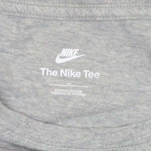 Nike Women Grey 3XL Long Sleeve Logo Crew Neck Basic T-Shirt