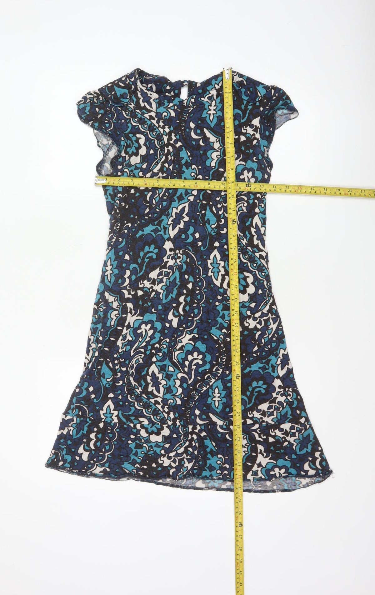 Miss Selfridge Women Blue Floral Fit & Flare Knee Length Dress UK 10