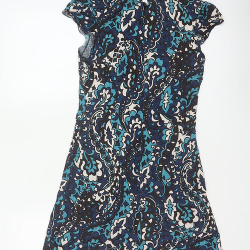 Miss Selfridge Women Blue Floral Fit & Flare Knee Length Dress UK 10
