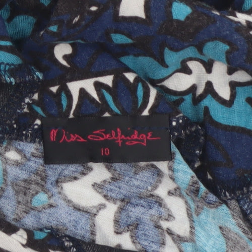 Miss Selfridge Women Blue Floral Fit & Flare Knee Length Dress UK 10
