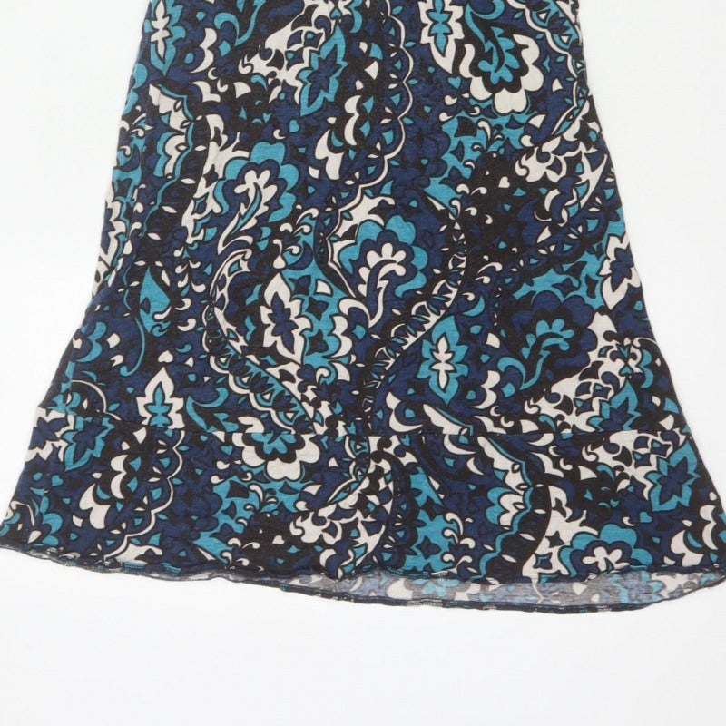 Miss Selfridge Women Blue Floral Fit & Flare Knee Length Dress UK 10