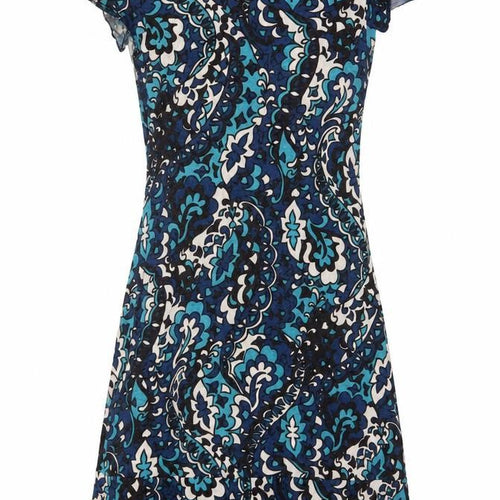 Miss Selfridge Women Blue Floral Fit & Flare Knee Length Dress UK 10