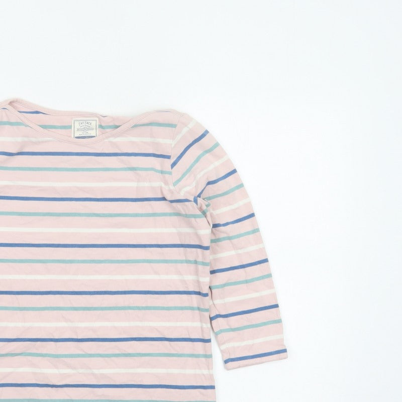 Fat Face Women Pink Striped UK 6 Classic Breton Long Sleeve T-Shirt