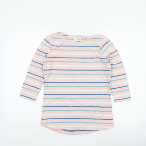 Fat Face Women Pink Striped UK 6 Classic Breton Long Sleeve T-Shirt