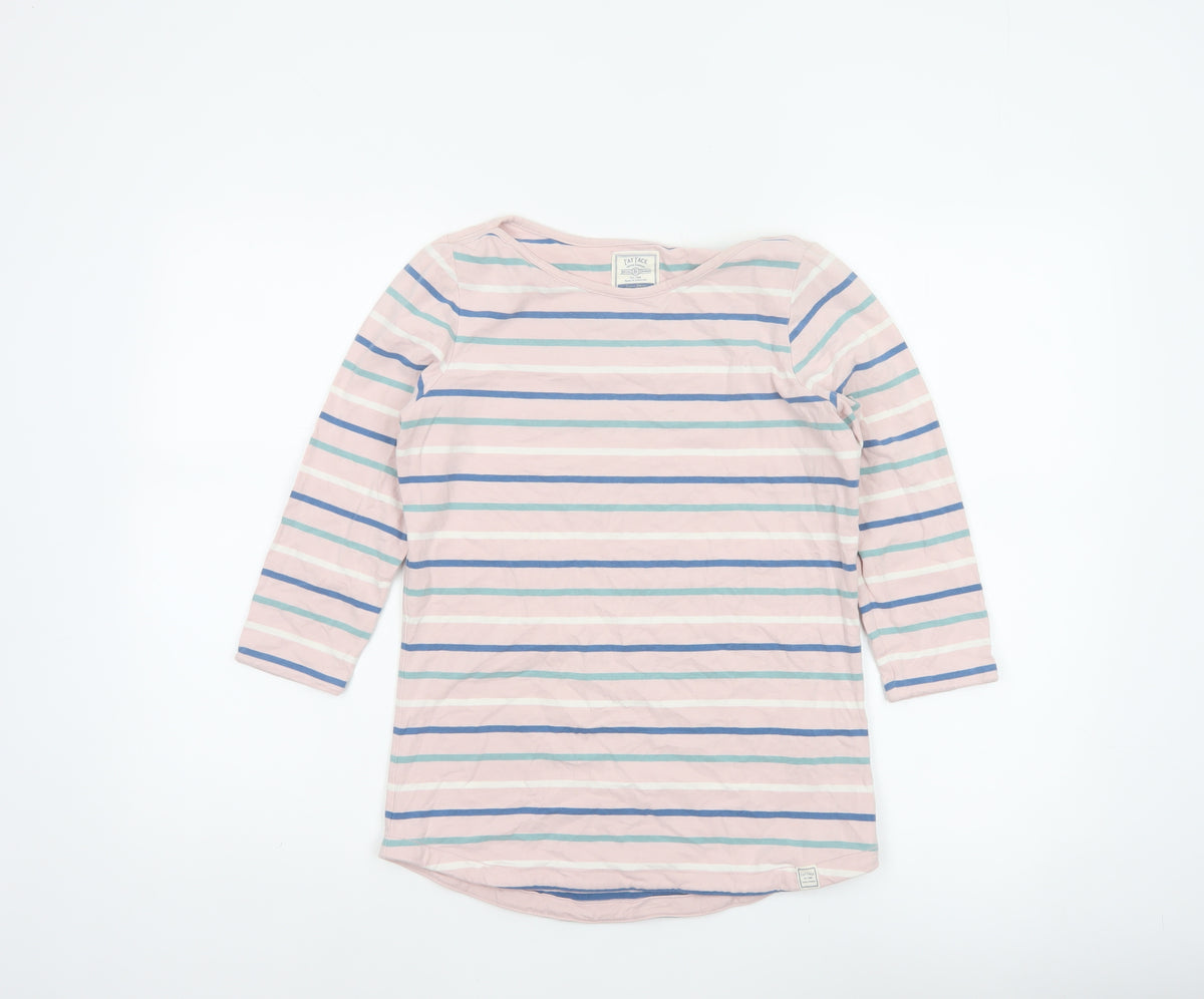 Fat Face Women Pink Striped UK 6 Classic Breton Long Sleeve T-Shirt