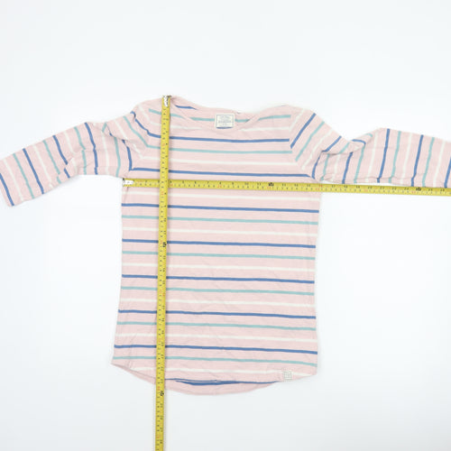 Fat Face Women Pink Striped UK 6 Classic Breton Long Sleeve T-Shirt