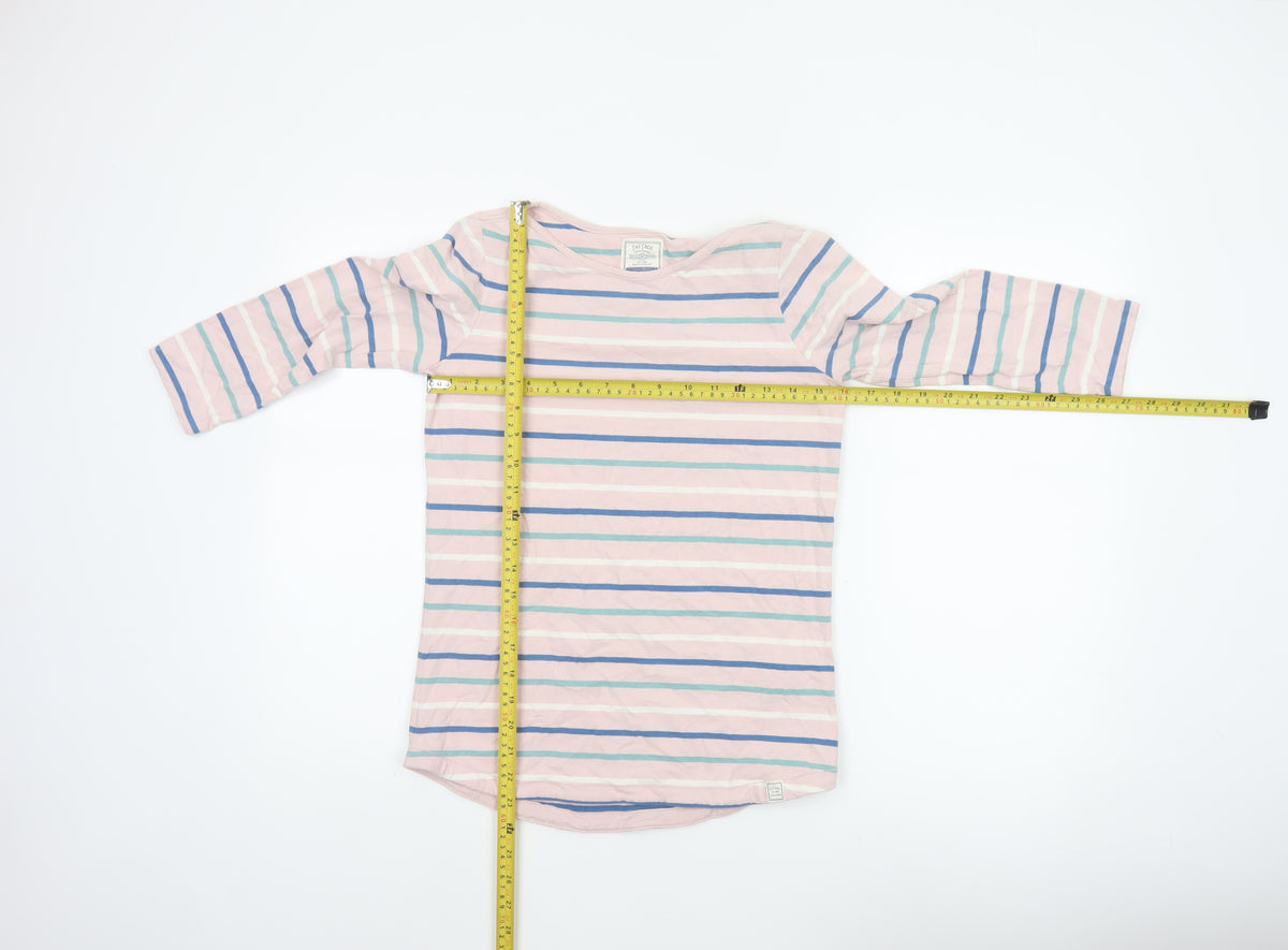Fat Face Women Pink Striped UK 6 Classic Breton Long Sleeve T-Shirt
