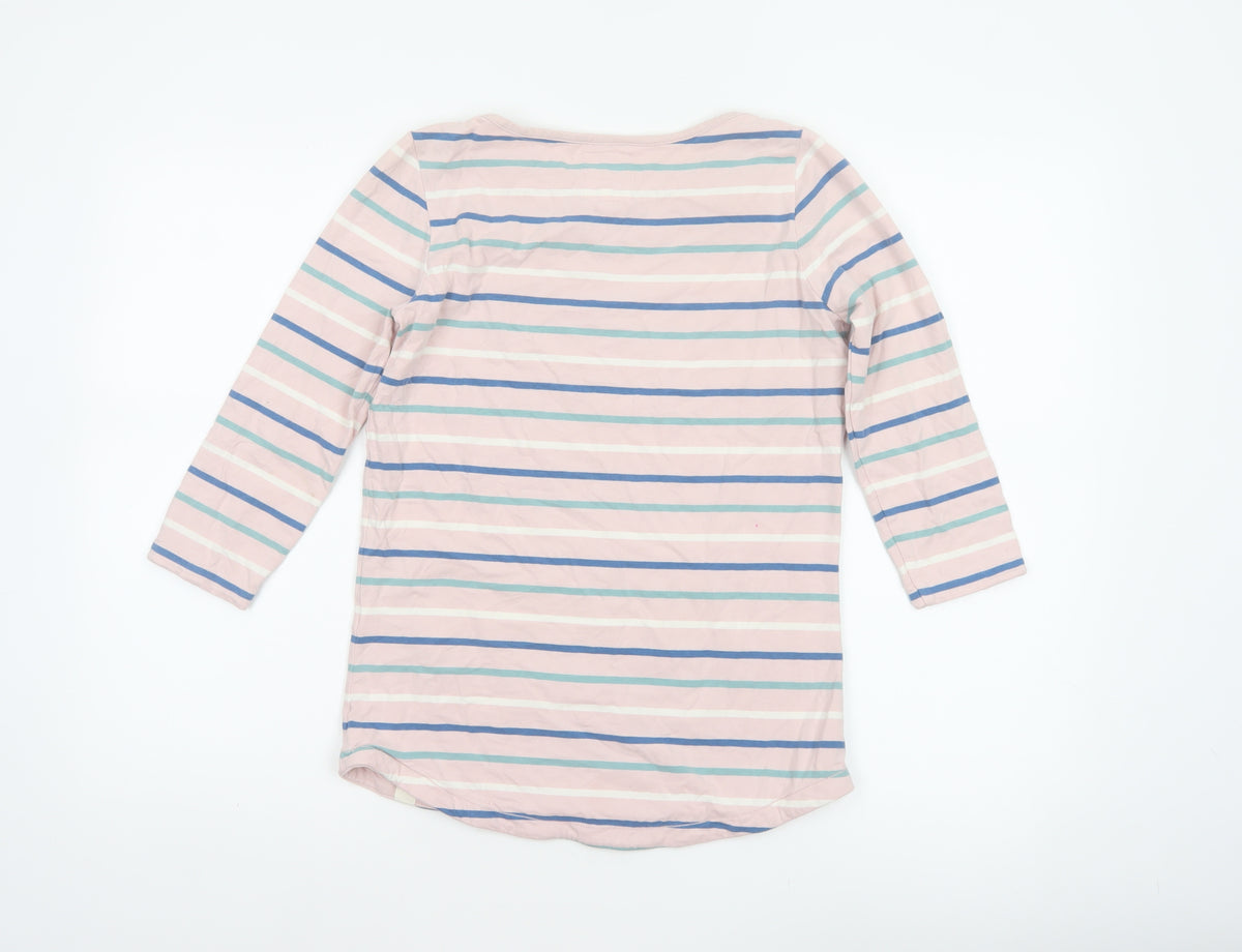 Fat Face Women Pink Striped UK 6 Classic Breton Long Sleeve T-Shirt