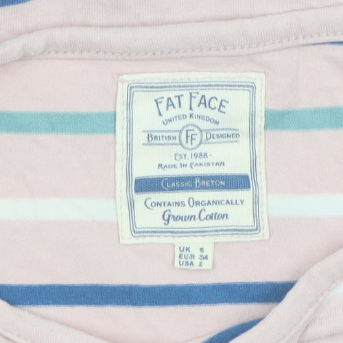 Fat Face Women Pink Striped UK 6 Classic Breton Long Sleeve T-Shirt