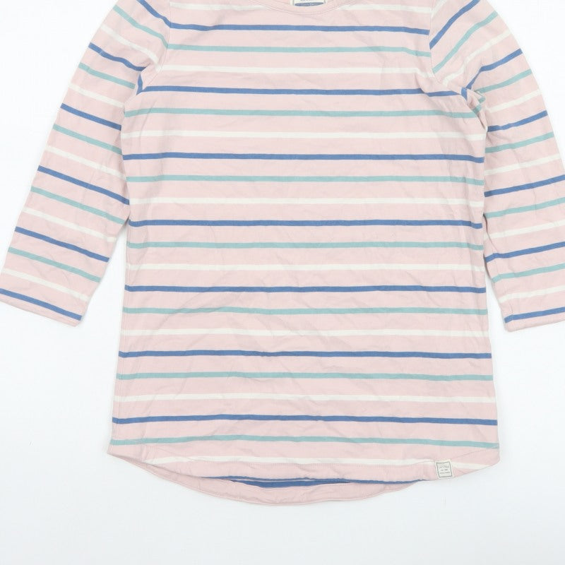 Fat Face Women Pink Striped UK 6 Classic Breton Long Sleeve T-Shirt