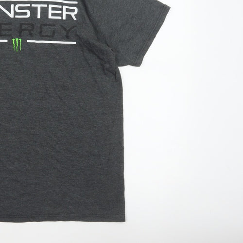 Monster Energy Men’s Grey Graphic Logo Crew Neck T-Shirt Size L