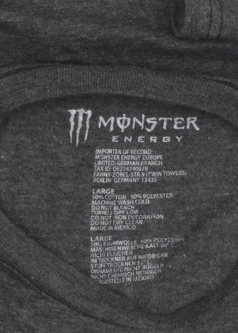 Monster Energy Men’s Grey Graphic Logo Crew Neck T-Shirt Size L