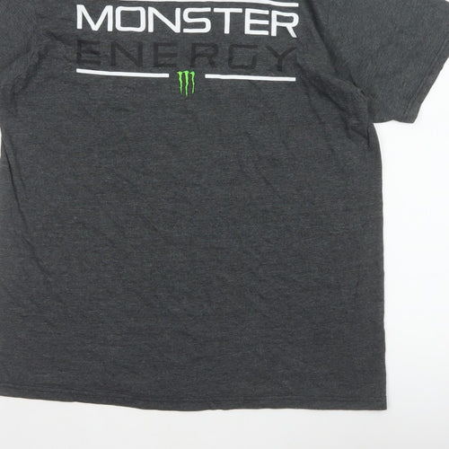 Monster Energy Men’s Grey Graphic Logo Crew Neck T-Shirt Size L