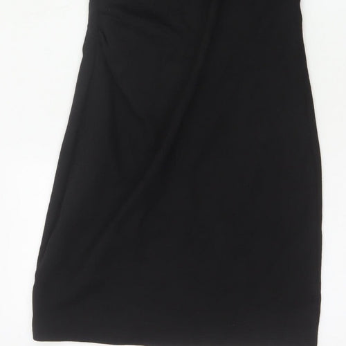 Mango Women Black S Sheath Knee Length Sleeveless Formal Dress
