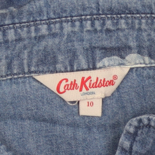 Cath Kidston Women Blue Floral Chambray Shirt Dress UK 10 Belted