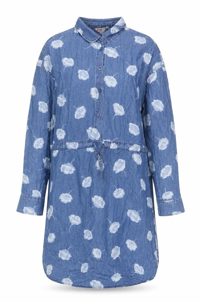 Cath Kidston Women Blue Floral Chambray Shirt Dress UK 10 Belted