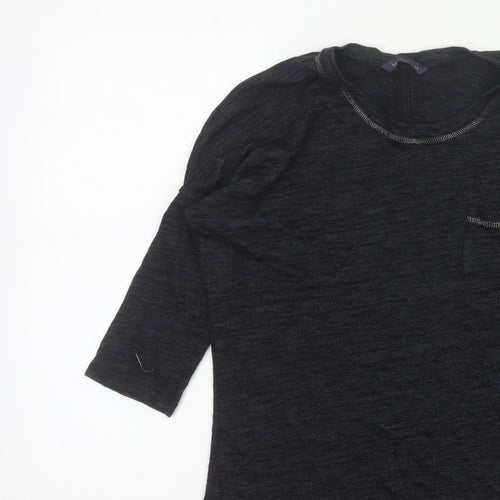 Marks and Spencer Women Black Size 8 Basic 3/4 Sleeve Knit Top