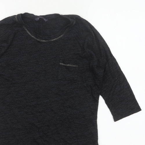 Marks and Spencer Women Black Size 8 Basic 3/4 Sleeve Knit Top