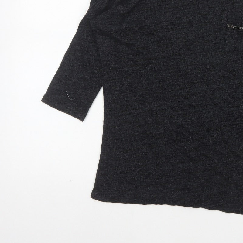 Marks and Spencer Women Black Size 8 Basic 3/4 Sleeve Knit Top