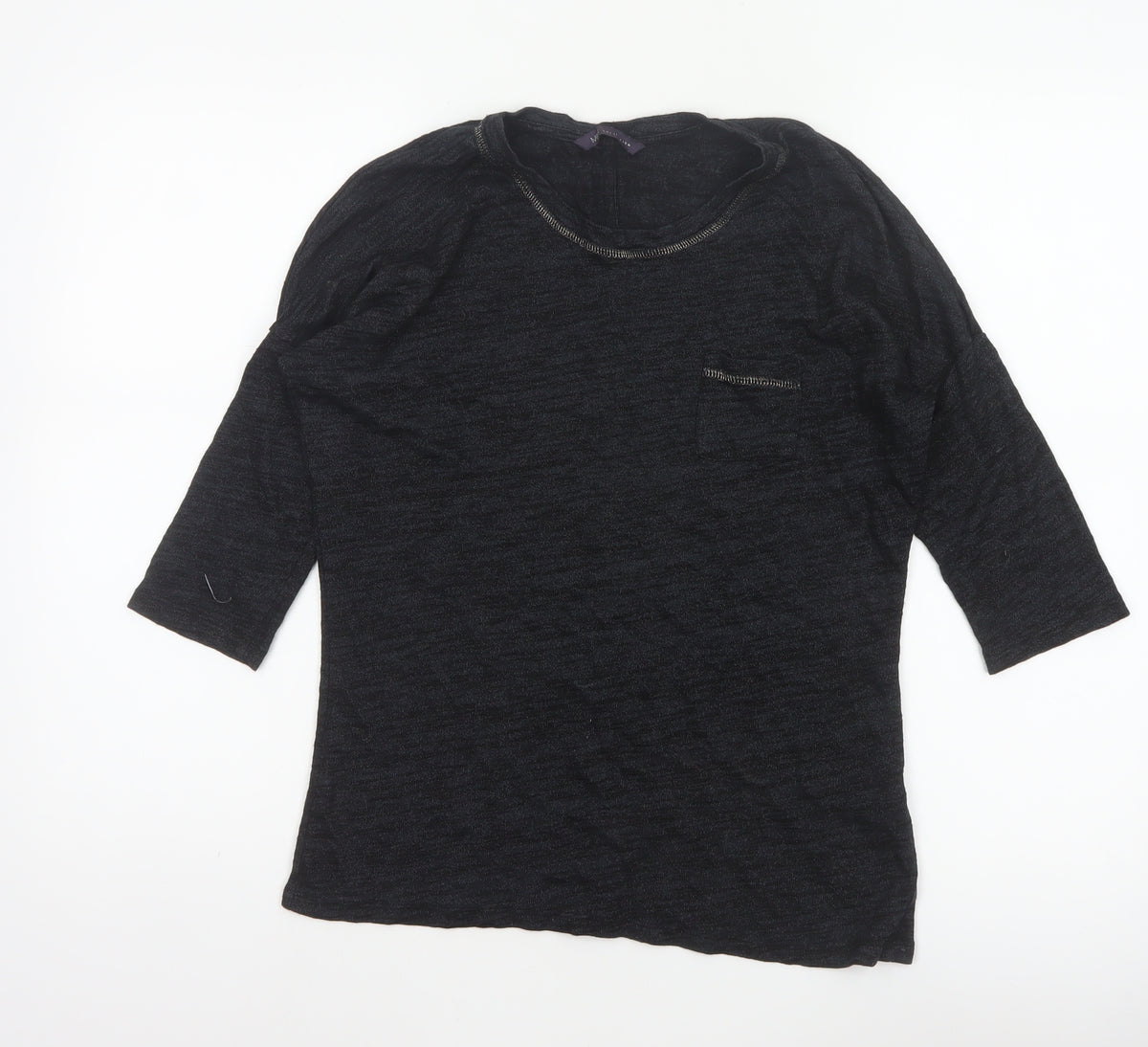 Marks and Spencer Women Black Size 8 Basic 3/4 Sleeve Knit Top