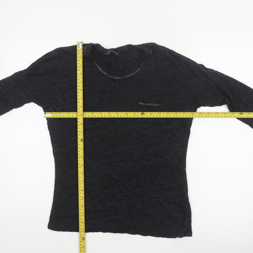 Marks and Spencer Women Black Size 8 Basic 3/4 Sleeve Knit Top