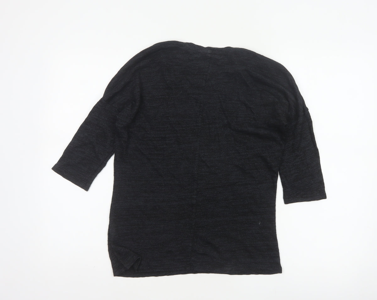 Marks and Spencer Women Black Size 8 Basic 3/4 Sleeve Knit Top