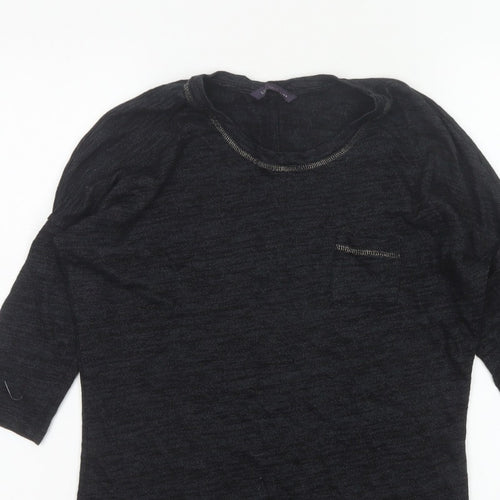 Marks and Spencer Women Black Size 8 Basic 3/4 Sleeve Knit Top