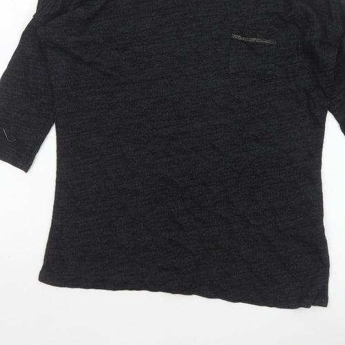 Marks and Spencer Women Black Size 8 Basic 3/4 Sleeve Knit Top