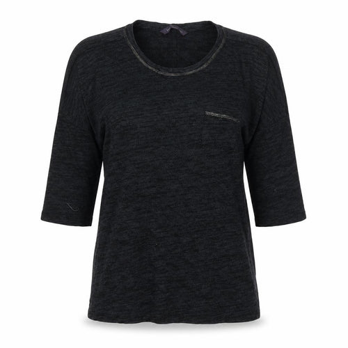 Marks and Spencer Women Black Size 8 Basic 3/4 Sleeve Knit Top