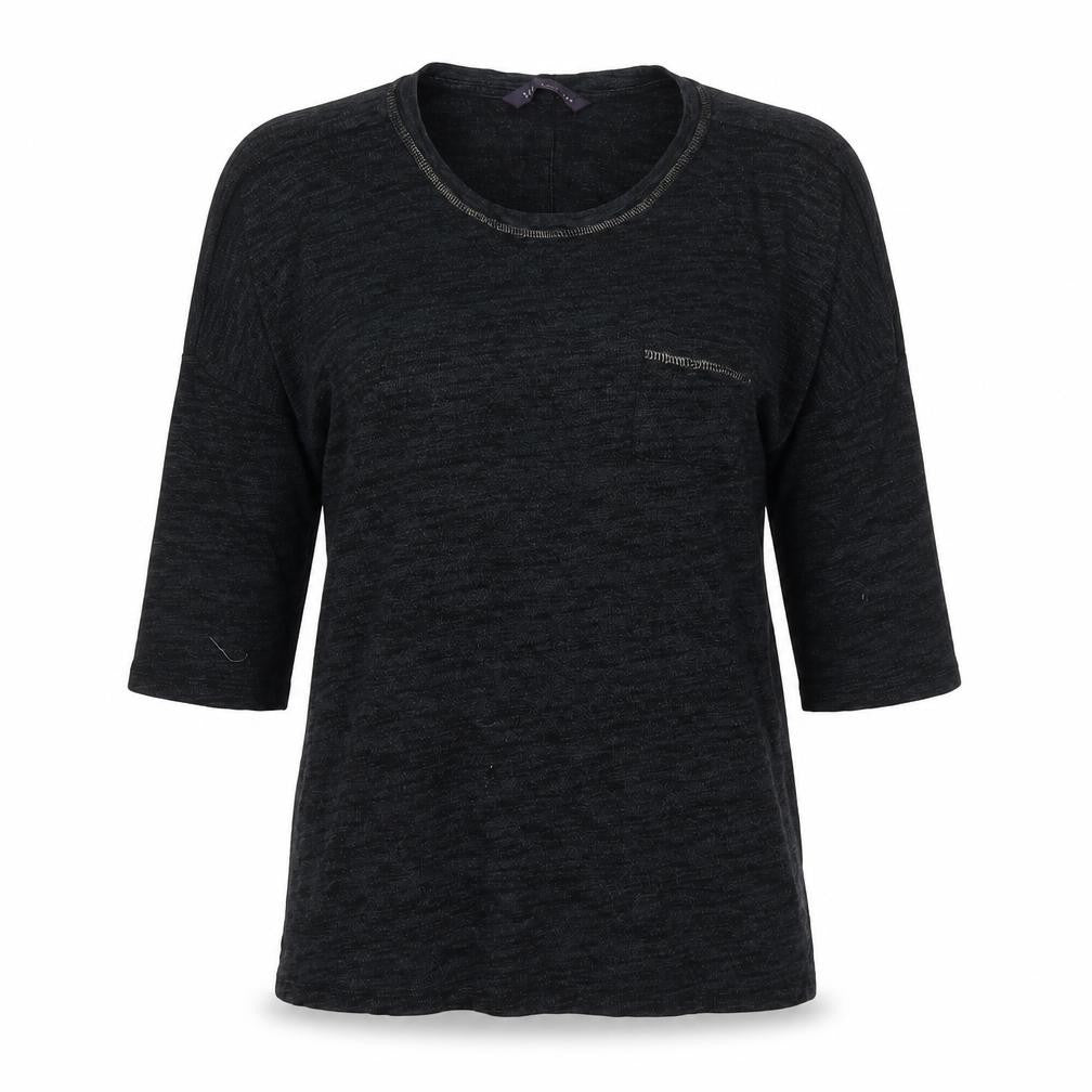 Marks and Spencer Women Black Size 8 Basic 3/4 Sleeve Knit Top