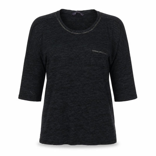 Marks and Spencer Women Black Size 8 Basic 3/4 Sleeve Knit Top