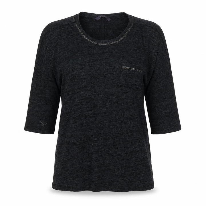 Marks and Spencer Women Black Size 8 Basic 3/4 Sleeve Knit Top