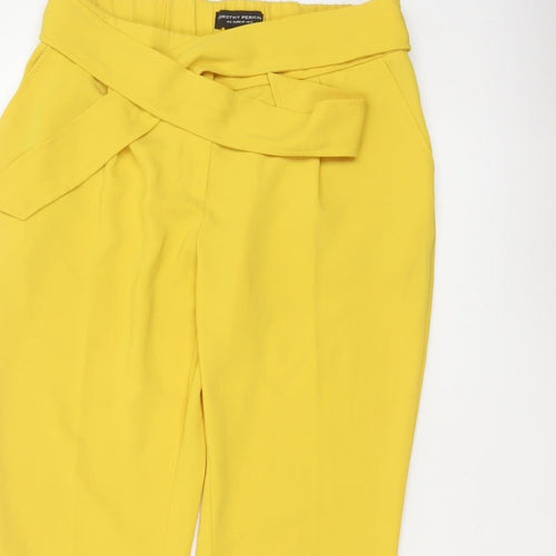 Dorothy Perkins Women Yellow UK 12 Paperbag Belted Tapered Trousers