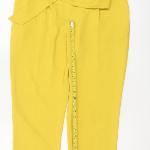 Dorothy Perkins Women Yellow UK 12 Paperbag Belted Tapered Trousers