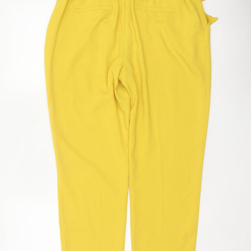Dorothy Perkins Women Yellow UK 12 Paperbag Belted Tapered Trousers