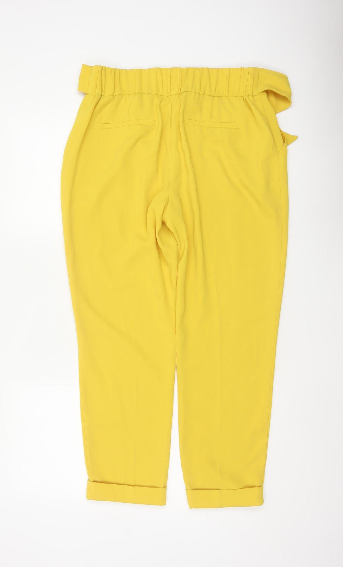 Dorothy Perkins Women Yellow UK 12 Paperbag Belted Tapered Trousers
