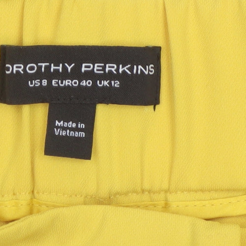 Dorothy Perkins Women Yellow UK 12 Paperbag Belted Tapered Trousers