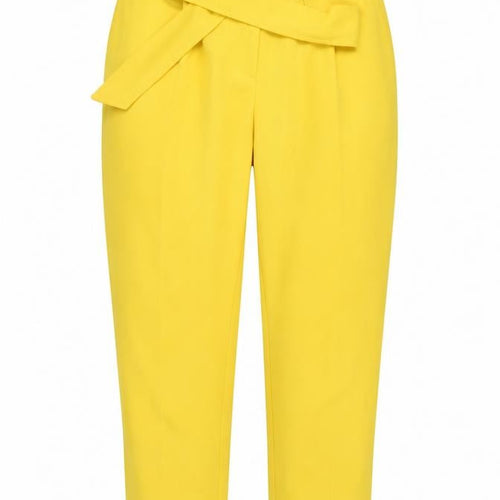 Dorothy Perkins Women Yellow UK 12 Paperbag Belted Tapered Trousers