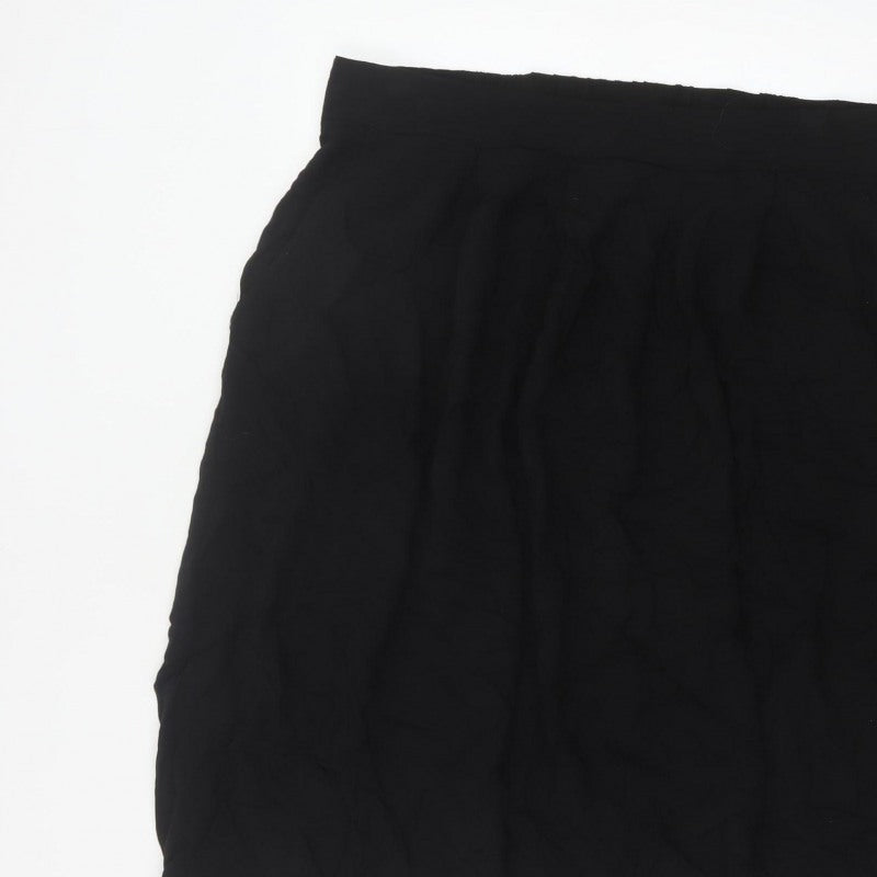 Dorothy Perkins Women Black UK 16 A-Line Knee Length Elastic Waist Skirt