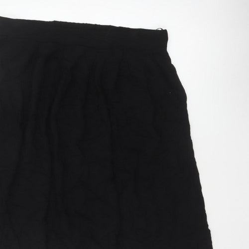 Dorothy Perkins Women Black UK 16 A-Line Knee Length Elastic Waist Skirt