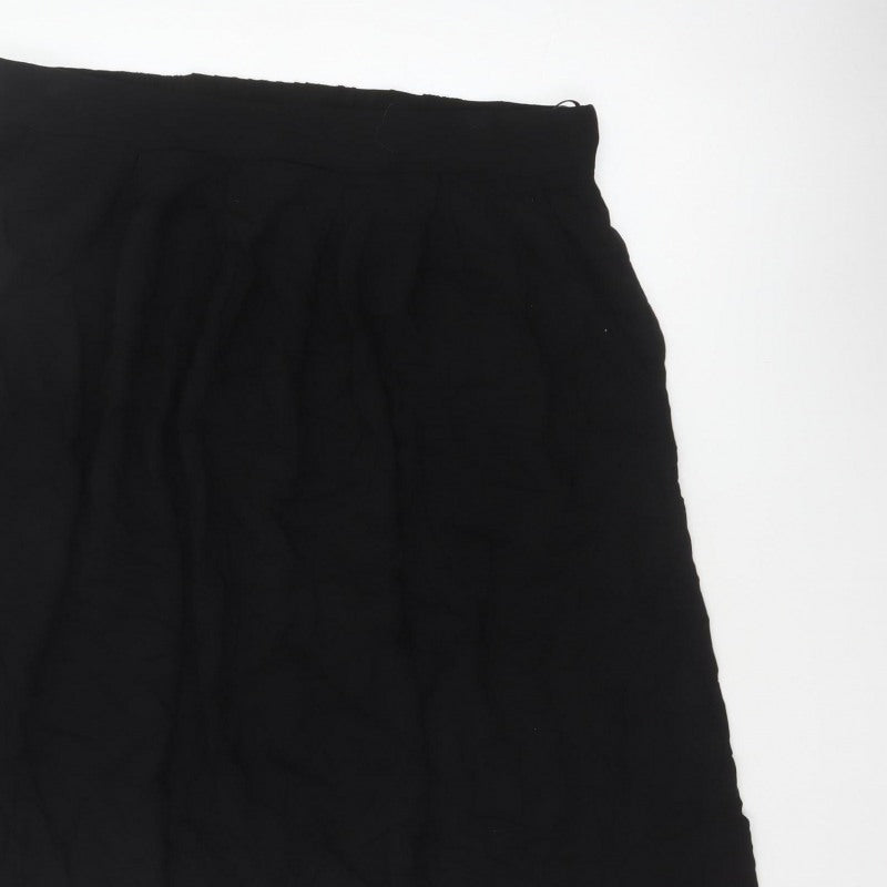 Dorothy Perkins Women Black UK 16 A-Line Knee Length Elastic Waist Skirt