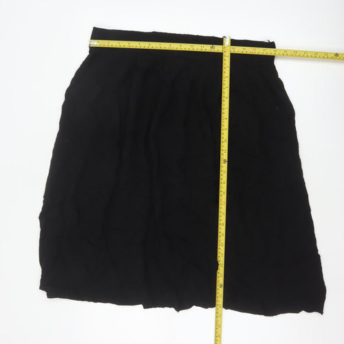 Dorothy Perkins Women Black UK 16 A-Line Knee Length Elastic Waist Skirt