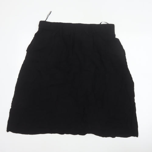 Dorothy Perkins Women Black UK 16 A-Line Knee Length Elastic Waist Skirt