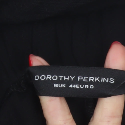 Dorothy Perkins Women Black UK 16 A-Line Knee Length Elastic Waist Skirt