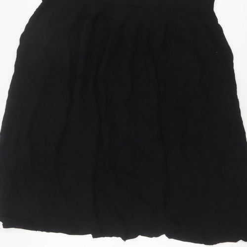 Dorothy Perkins Women Black UK 16 A-Line Knee Length Elastic Waist Skirt