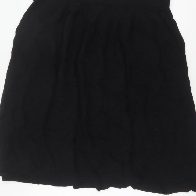 Dorothy Perkins Women Black UK 16 A-Line Knee Length Elastic Waist Skirt