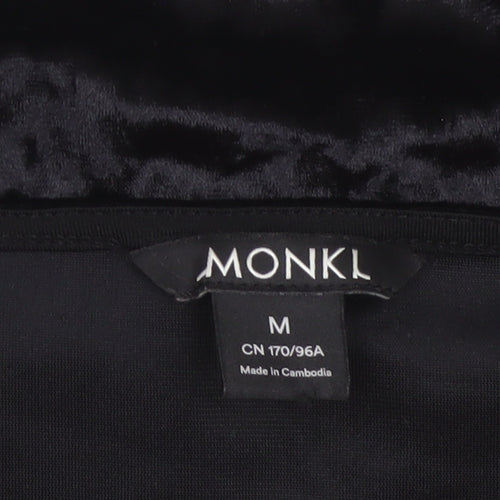 Monki Women Black UK 14 Cropped Off Shoulder Velvet Tie Top