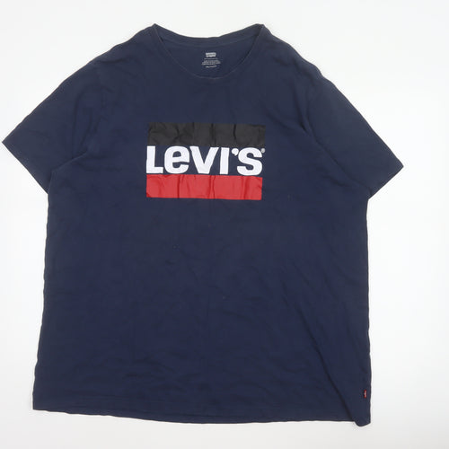 Levi's Men Blue 2XL Logo Graphic Print Crew Neck T-Shirt