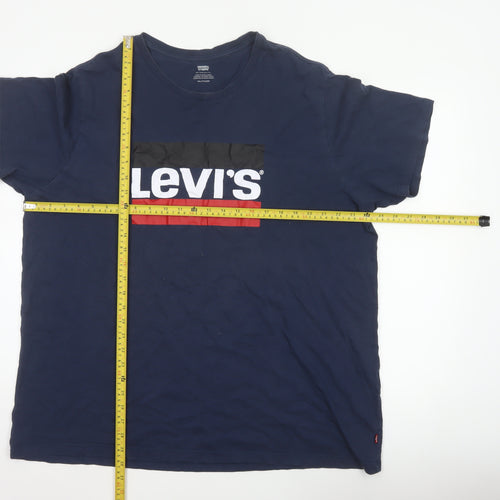 Levi's Men Blue 2XL Logo Graphic Print Crew Neck T-Shirt